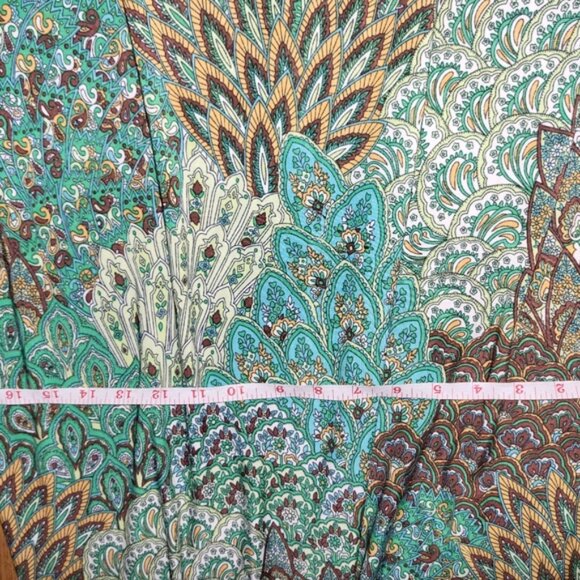 Ellen Parker Size Small Green Paisley Floral Boho Maxi Dress Lightweight Summer - Picture 5 of 7